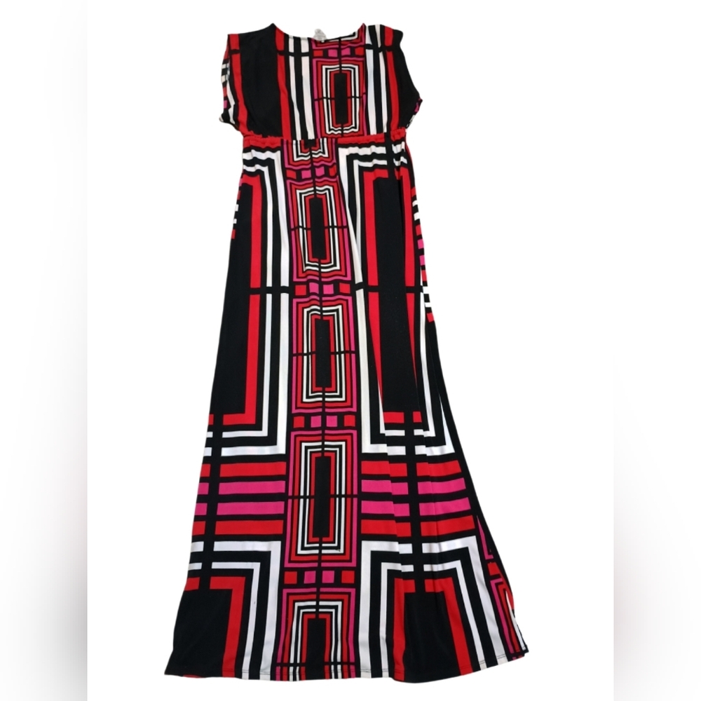 Worthington Geometric Maxi Dress in Red, Pink & Black - Picture 2 of 4